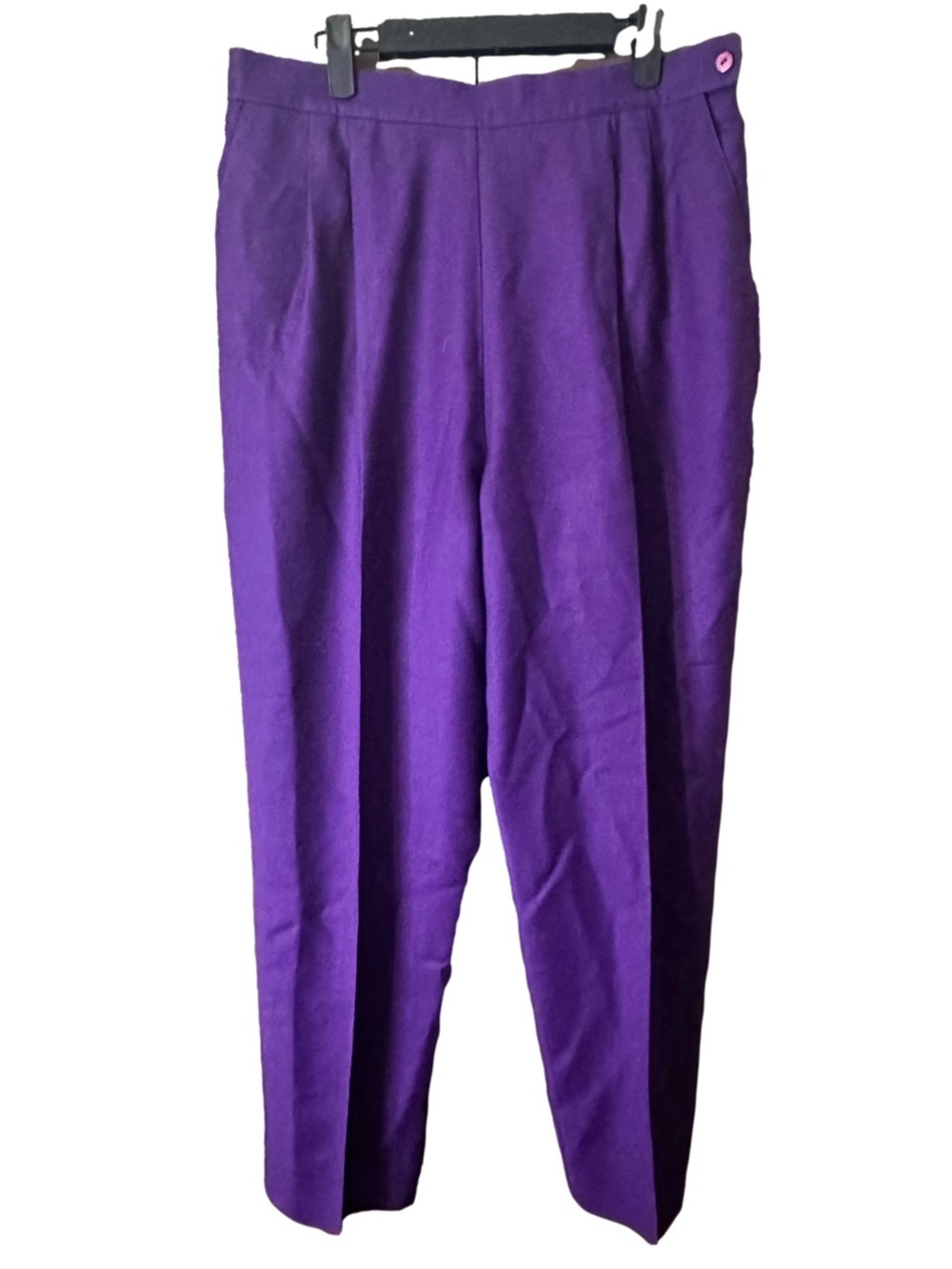 Cimone High-Waist Pleated Trousers Royal Purple 100% Wool Vtg Sz 16 Retro